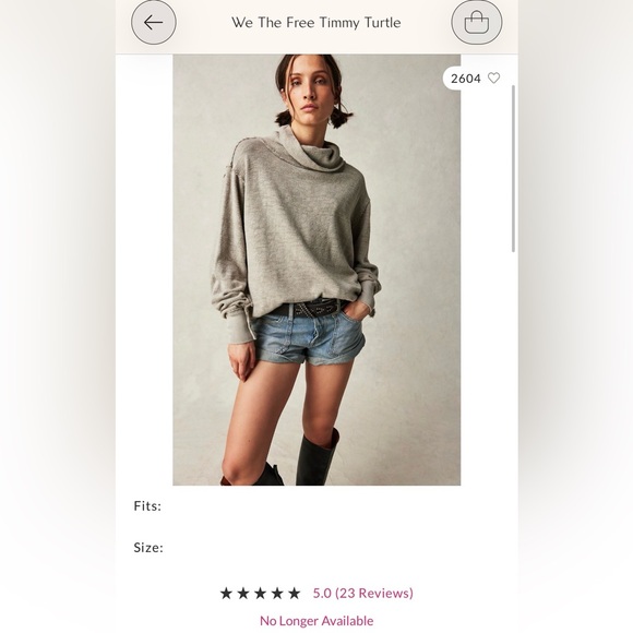 Free People We The Free Timmy Turtle Neck Pullover – Cream – Size Large – NWOT - Picture 4 of 4